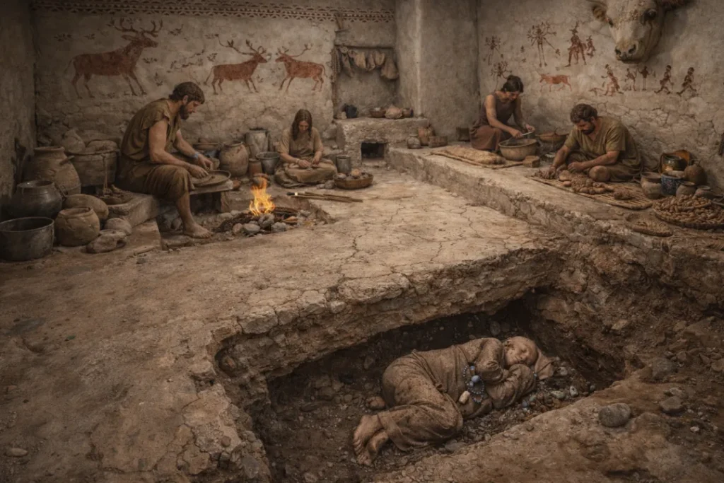 ÇatalHöyük: La prima città della storia è in Turchia 2 Ricostruzione visiva della vita domestica a Çatalhöyük (Neolitico anatolico)