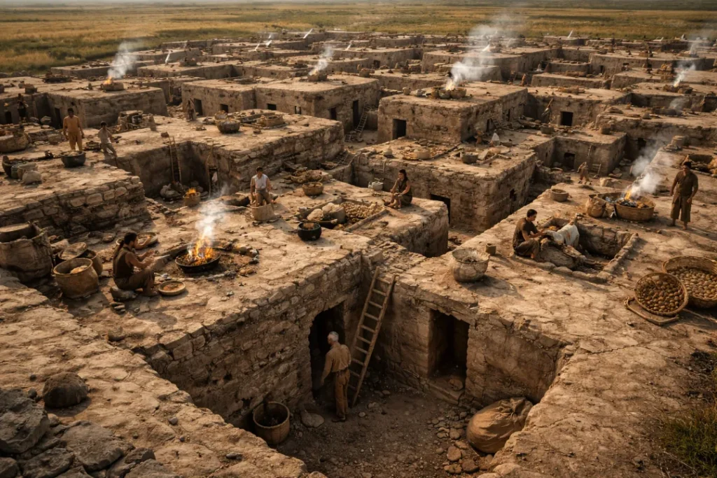Anatolia Centrale: vivere sull’altopiano 1 Ricostruzione visiva di Çatalhöyük- una città neolitica senza strade, vissuta sui tetti